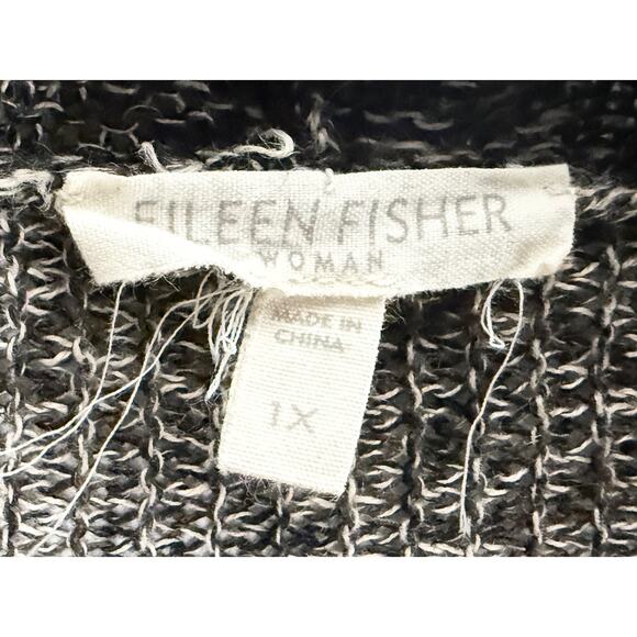 Eileen Fisher Womens 100% Linen Open Front Shaped Cardigan Sweater Ruffle Hem 1X - Picture 5 of 7
